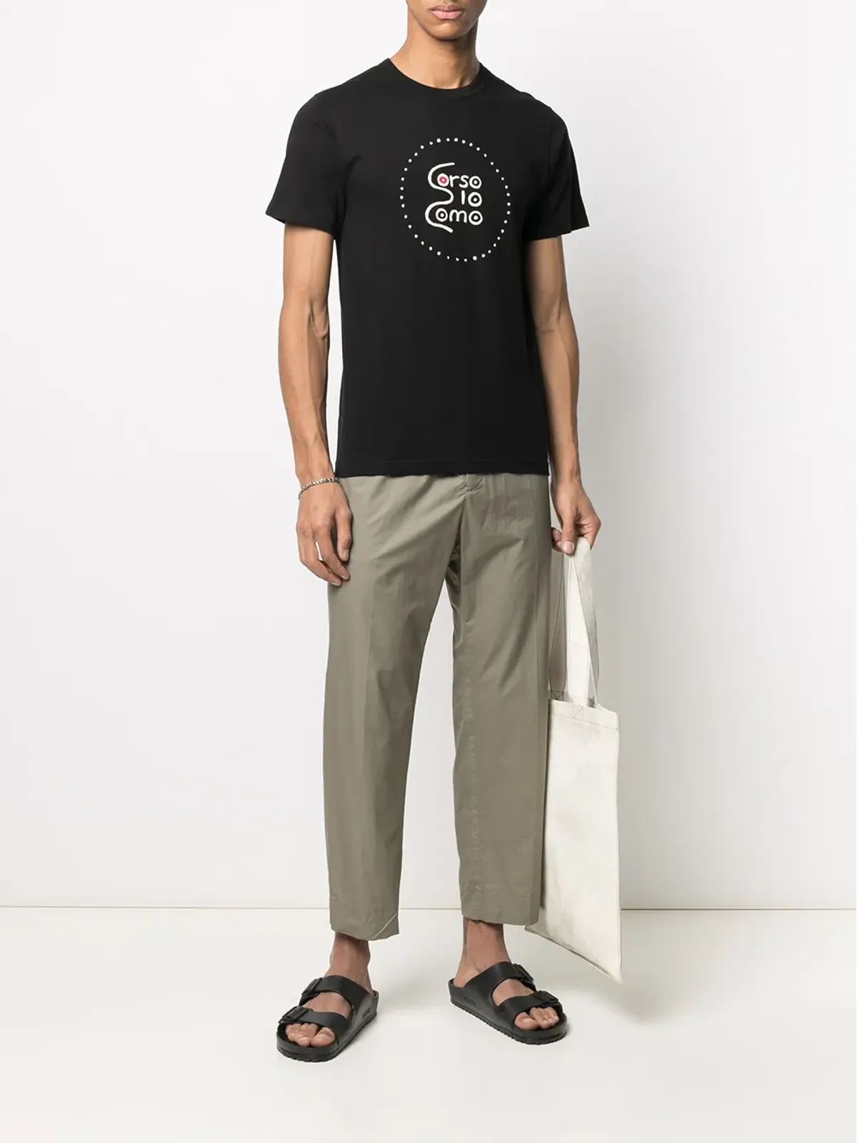 10 CORSO COMO ロゴプリント半袖Tシャツ ブラック - 画像2