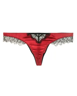 Kiki de Montparnasse レースインセット シルク・シャルムーズ Tバック - レッド - サムネイル1