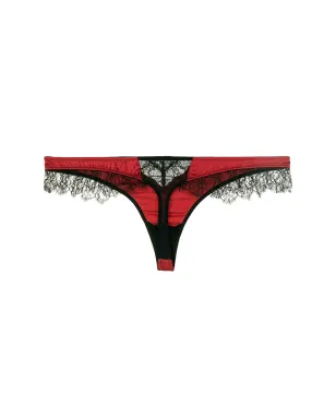 Kiki de Montparnasse レースインセット シルク・シャルムーズ Tバック - レッド - サムネイル2