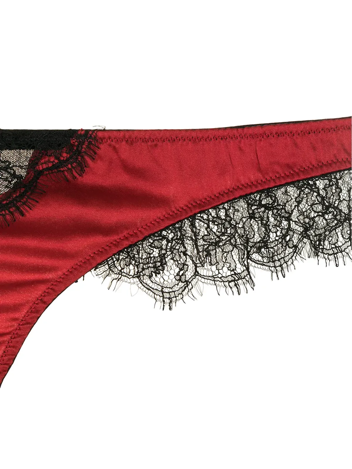 Kiki de Montparnasse レースインセット シルク・シャルムーズ Tバック - レッド - 画像3