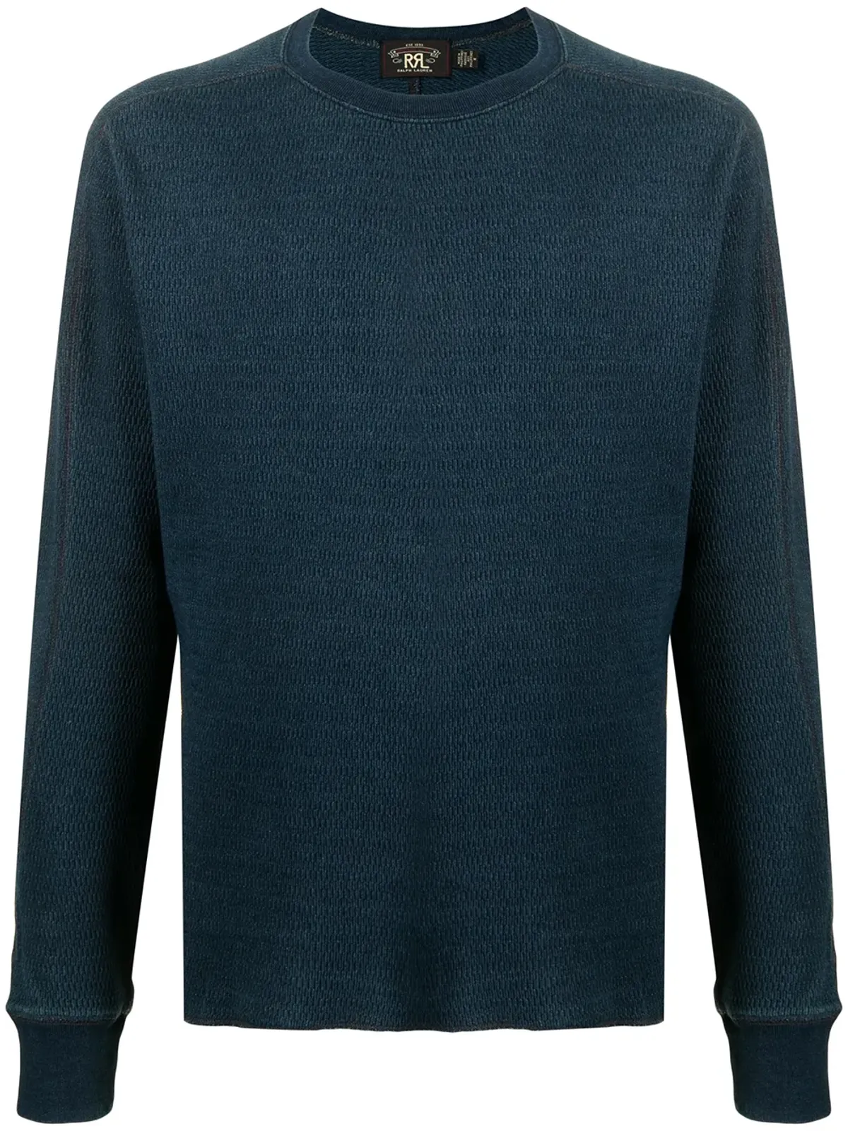 Ralph Lauren RRL ブルーのジャカード編み クルーネック ロングスリーブ ニット - 画像1