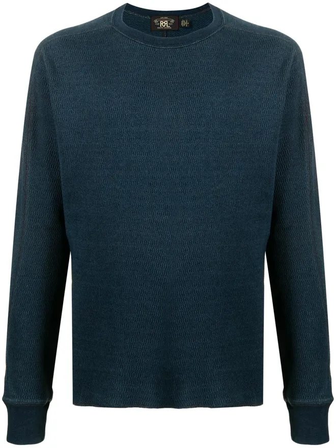 Ralph Lauren RRL Ralph Lauren RRL ブルーのジャカード編み クルーネック ロングスリーブ ニットの商品画像