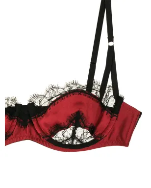 Kiki de Montparnasse バルコネットレースシルクブラジャー - レッド - サムネイル3