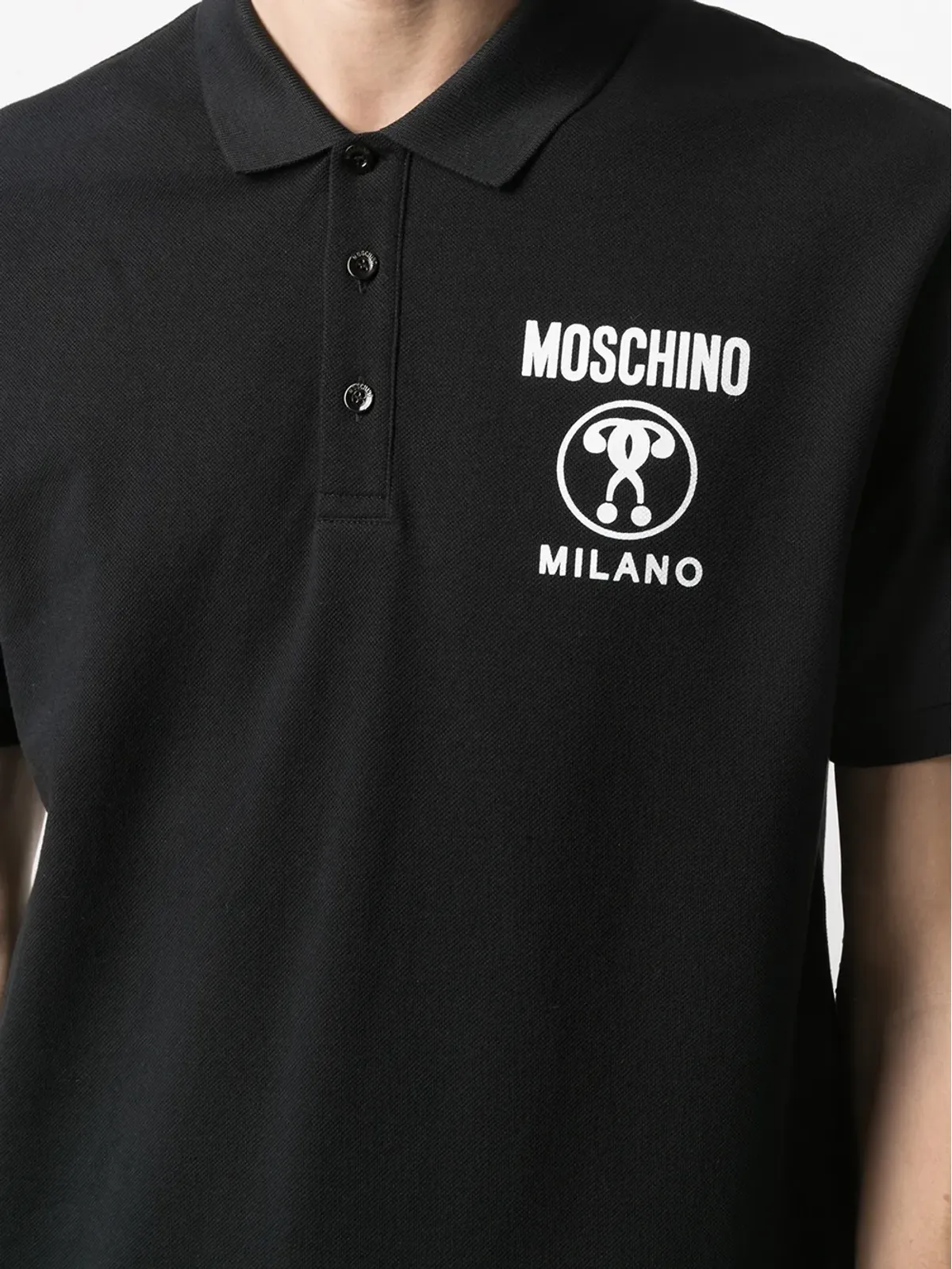 Moschino ダブルクエスチョンマーク 半袖ポロシャツ - ブラック - 画像5