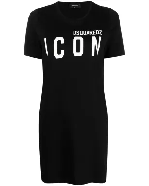 DSQUARED2 logo-print T-shirt dress - Black - サムネイル1