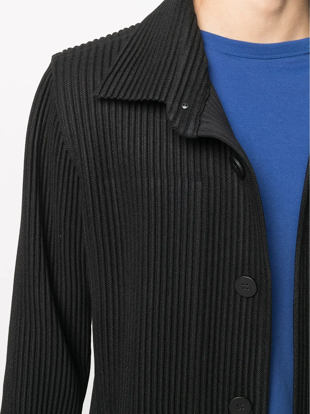 Homme Plissé Issey Miyake プリーツ入りボタンアップコート - 画像5