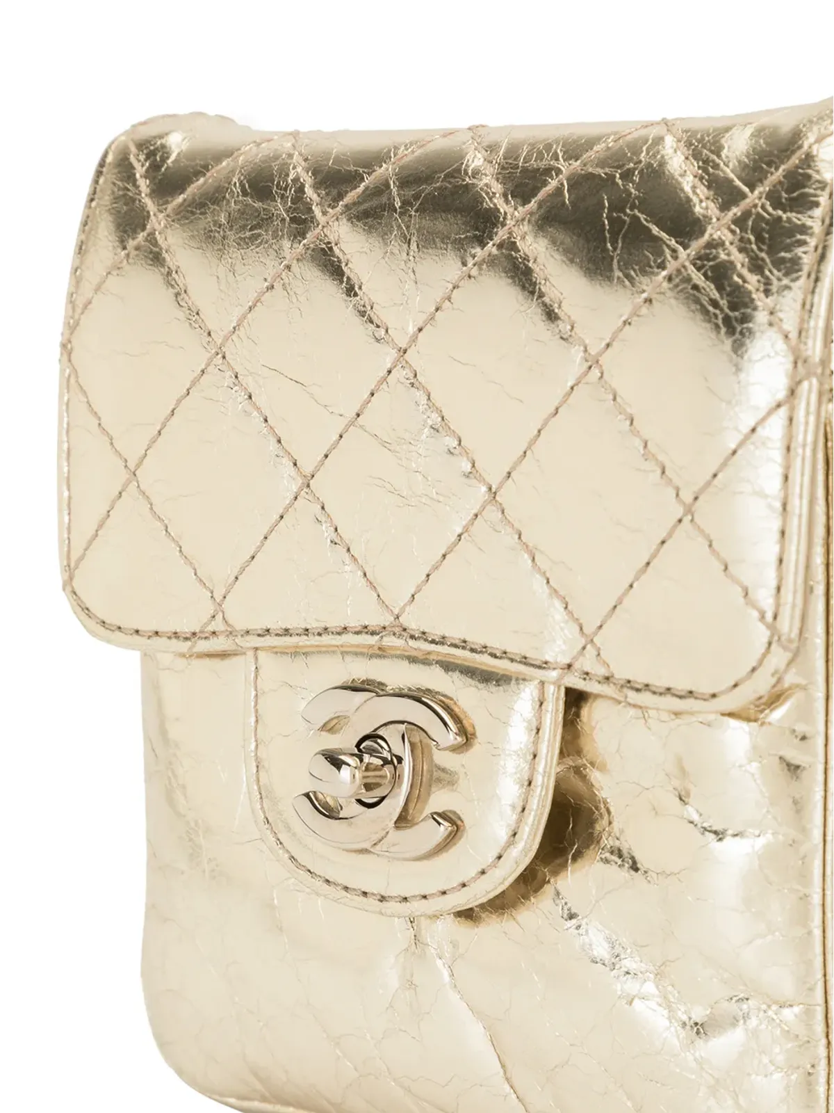 CHANEL ビンテージ ダイヤモンドキルト CC クロスボディバッグ - ゴールド - 画像4