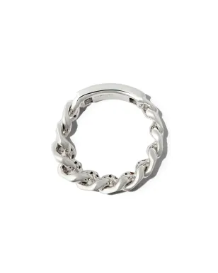 SHAY 18KホワイトゴールドIDフラットリンクリング - シルバー - サムネイル2