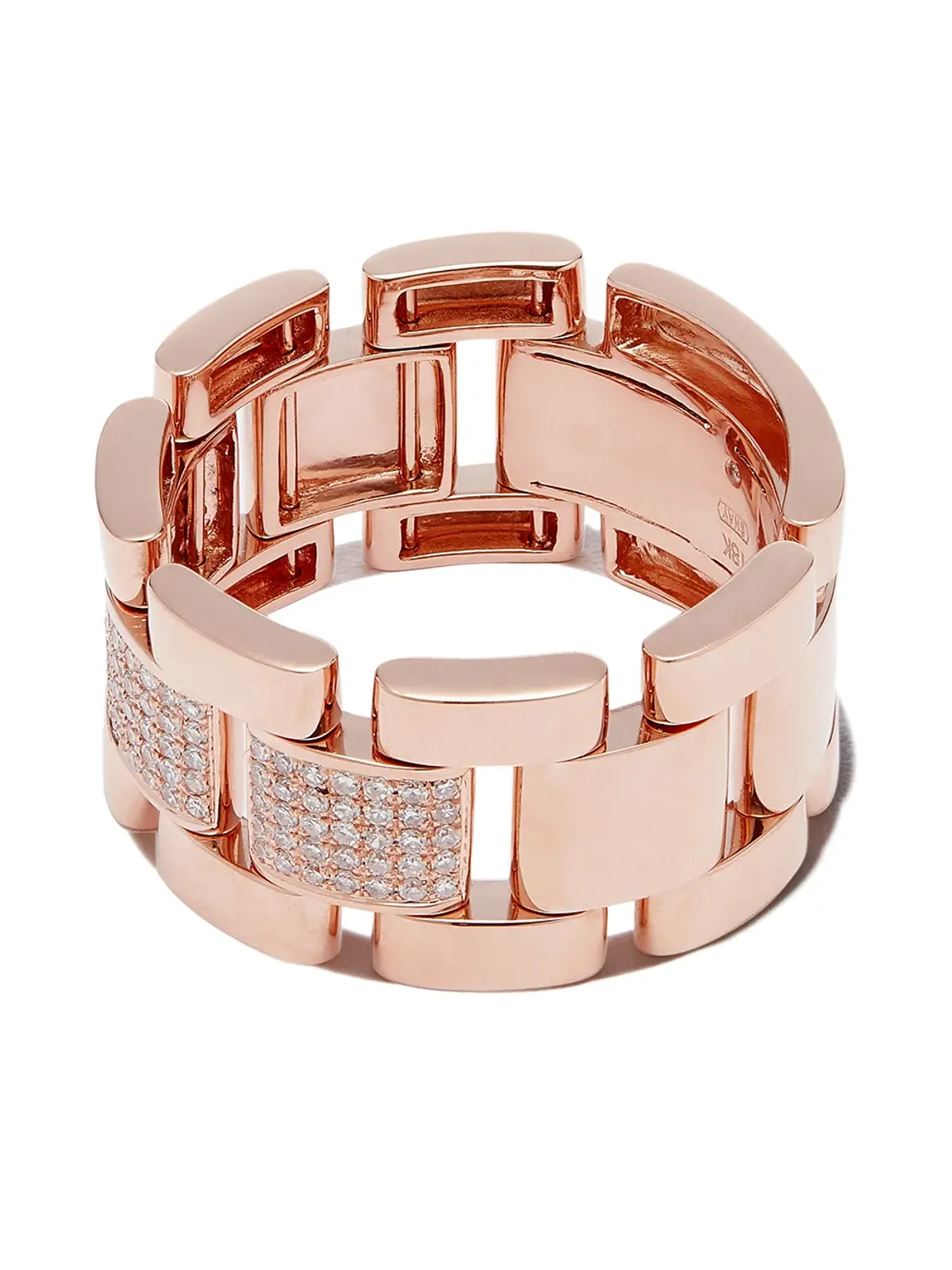 SHAY ローズゴールド 18K パーシャル パヴェ ジャーニーリンクリング - 画像1