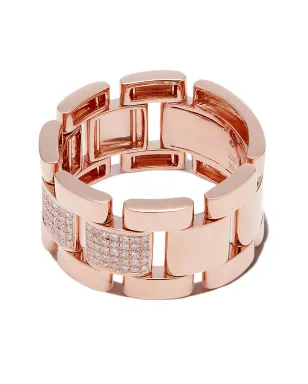 SHAY ローズゴールド 18K パーシャル パヴェ ジャーニーリンクリング - サムネイル1