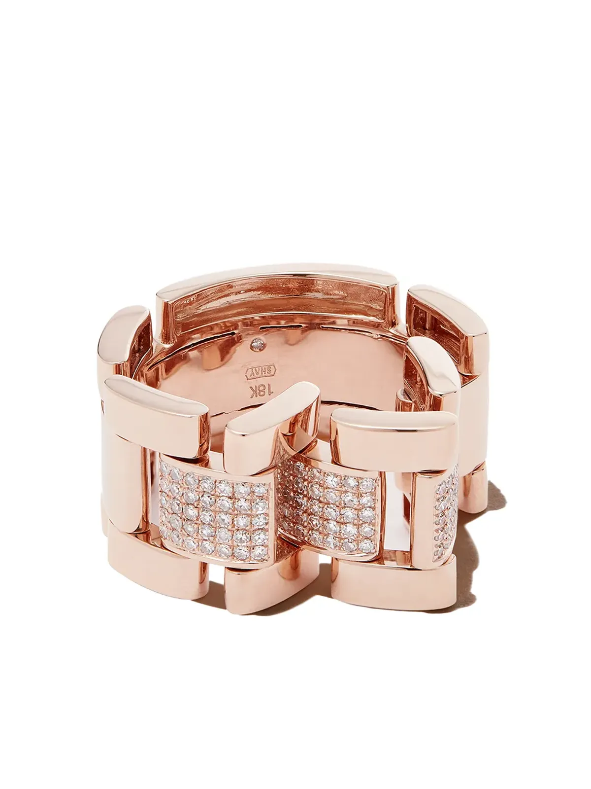 SHAY ローズゴールド 18K パーシャル パヴェ ジャーニーリンクリング - 画像2