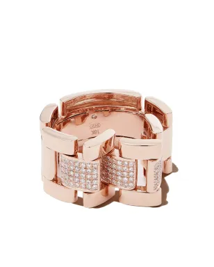 SHAY ローズゴールド 18K パーシャル パヴェ ジャーニーリンクリング - サムネイル2