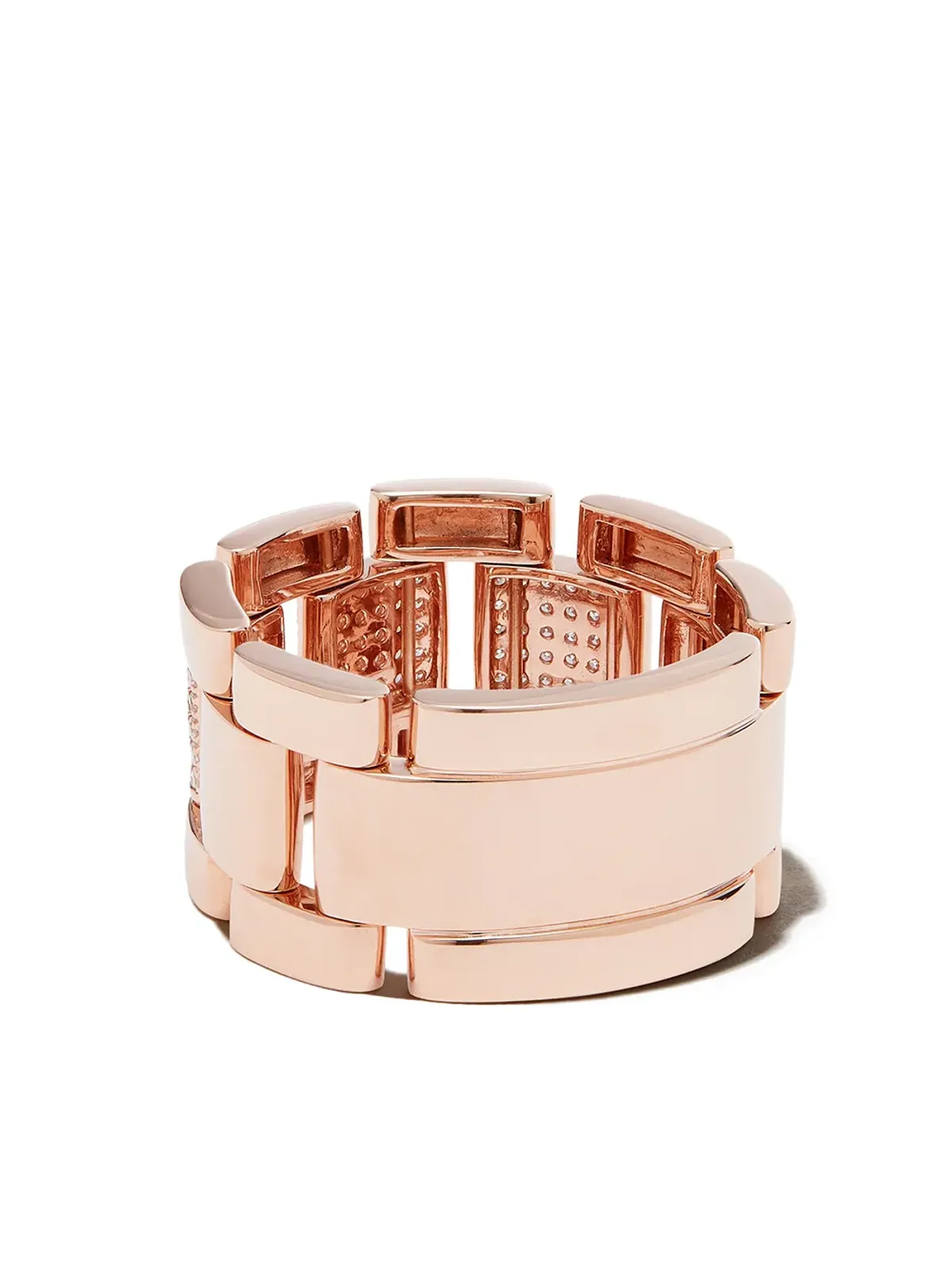 SHAY ローズゴールド 18K パーシャル パヴェ ジャーニーリンクリング - 画像3