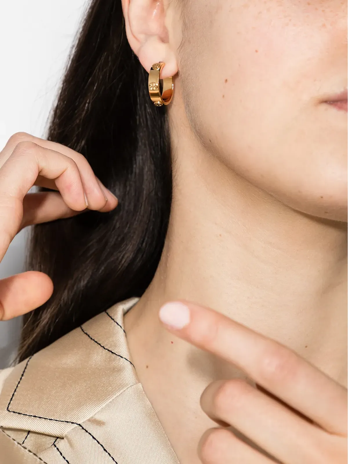 Tory Burch ミラー フープピアス - ゴールド - 画像5