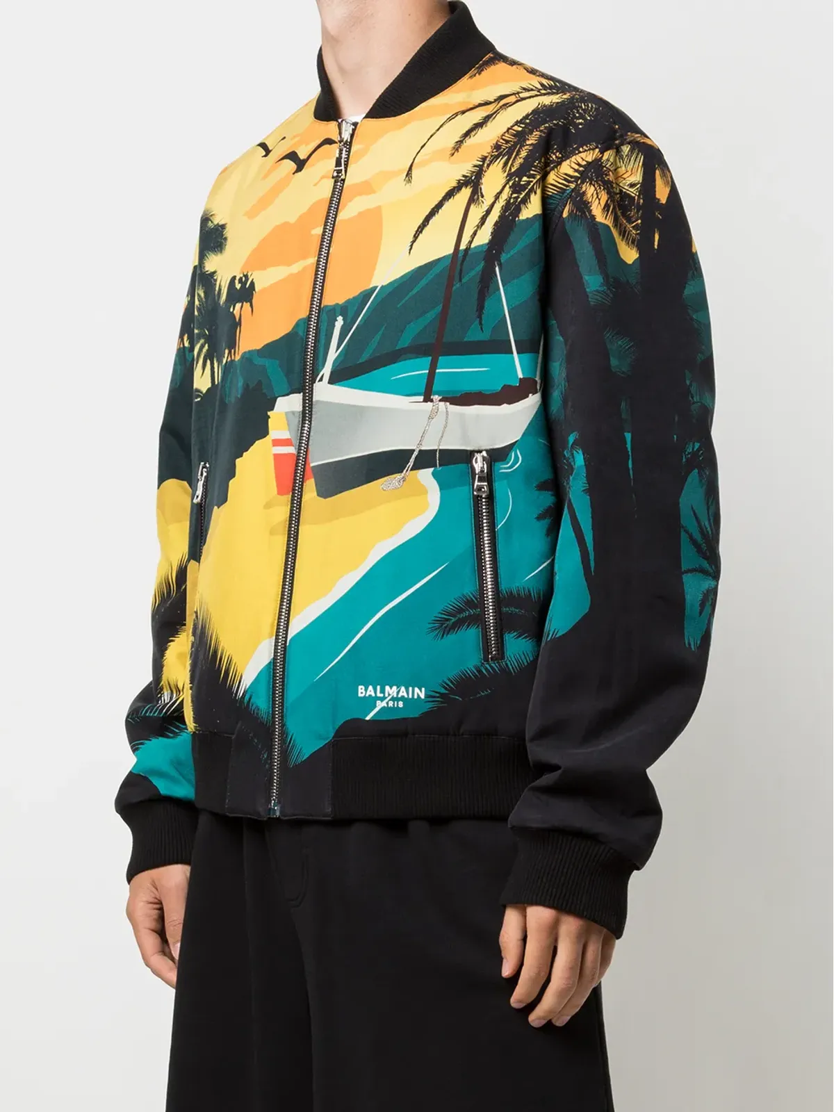 Balmain リバーシブル・トロピカルプリント ボンバージャケット - 画像3