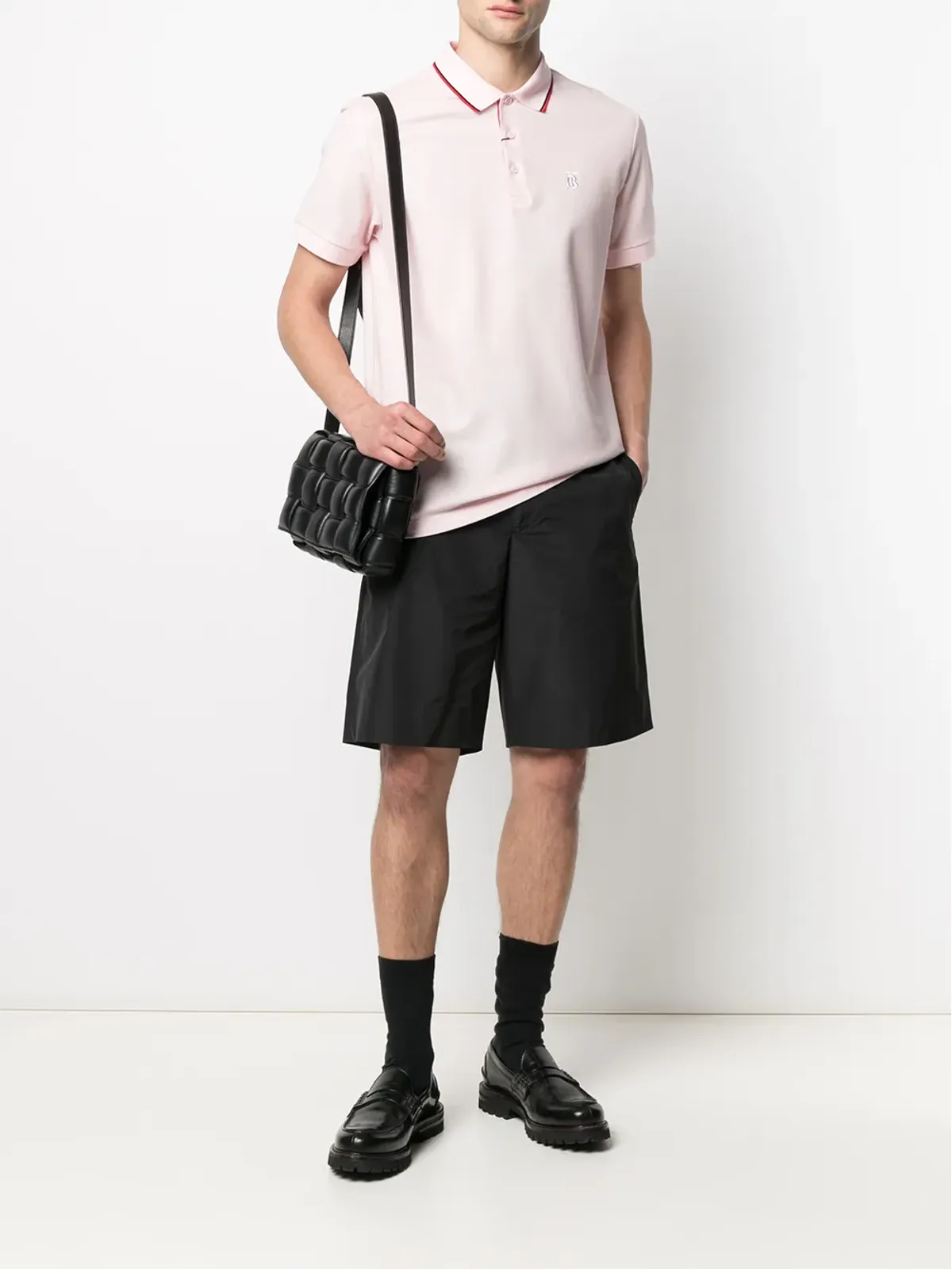 Prada トライアングルパッチロゴショーツ - ブラック - 画像2