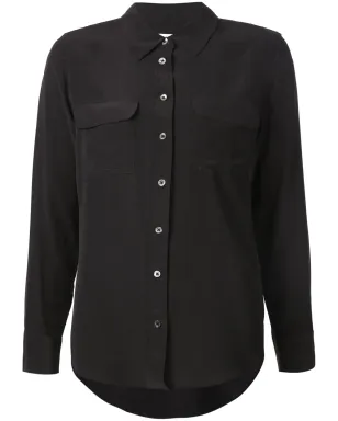Equipment Signature slim-fit silk shirt - Black - サムネイル1