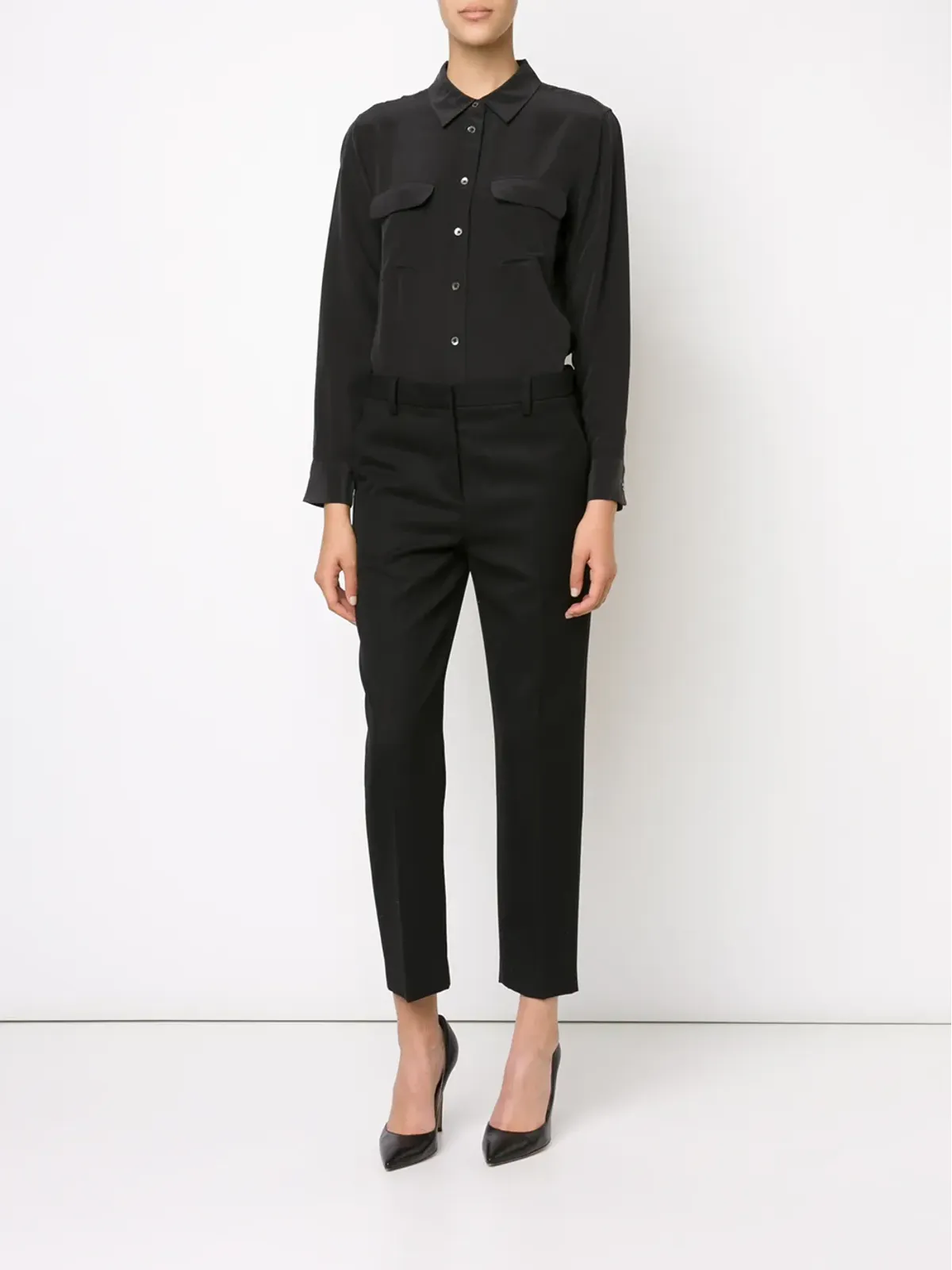 Equipment Signature slim-fit silk shirt - Black - 画像2