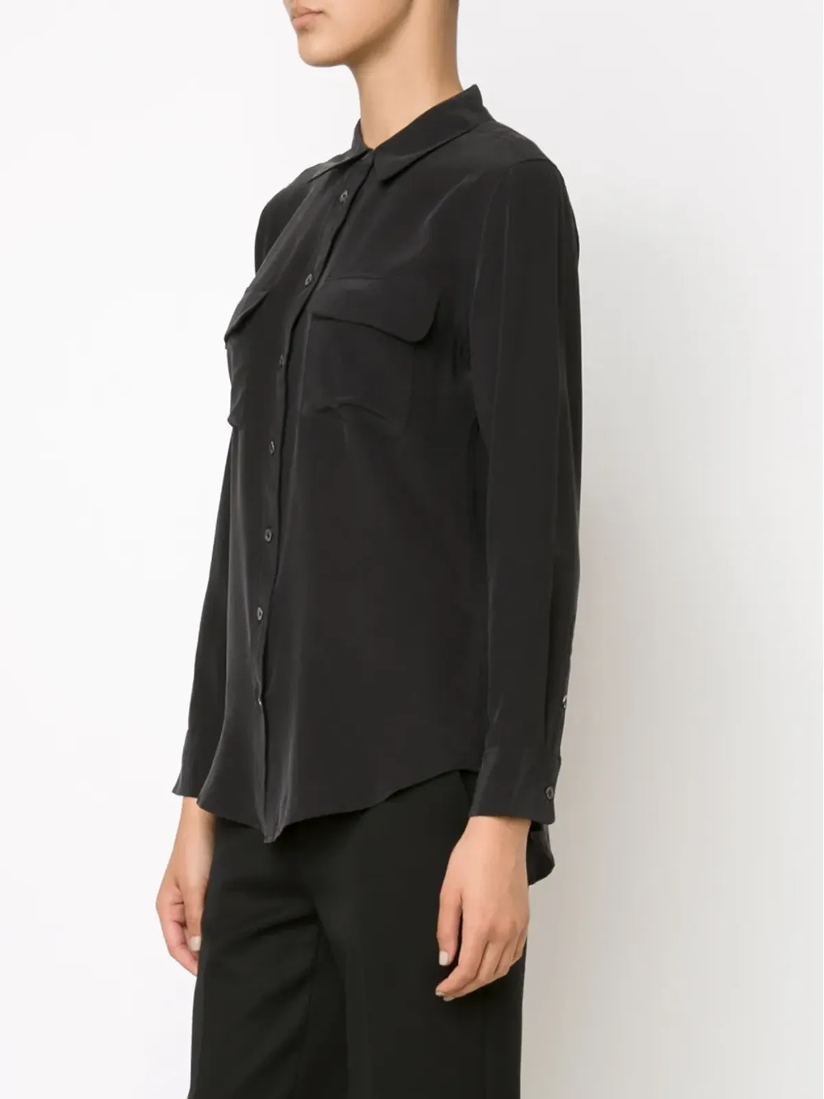 Equipment Signature slim-fit silk shirt - Black - 画像3