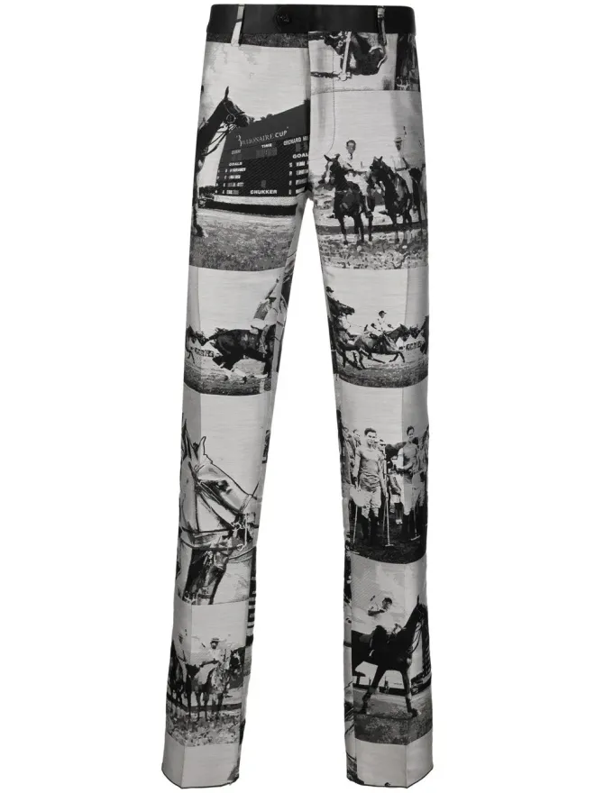 Billionaire Billionaire ホースプリント・スリムパンツ グレーの商品画像