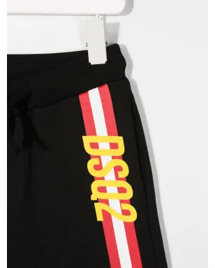 DSQUARED2 KIDS ロゴストライププリントショーツ - ブラック - サムネイル3
