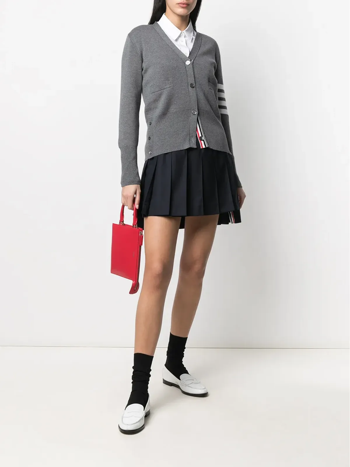 Thom Browne ドロップバック・ミニプリーツスカート ブルー - 画像2
