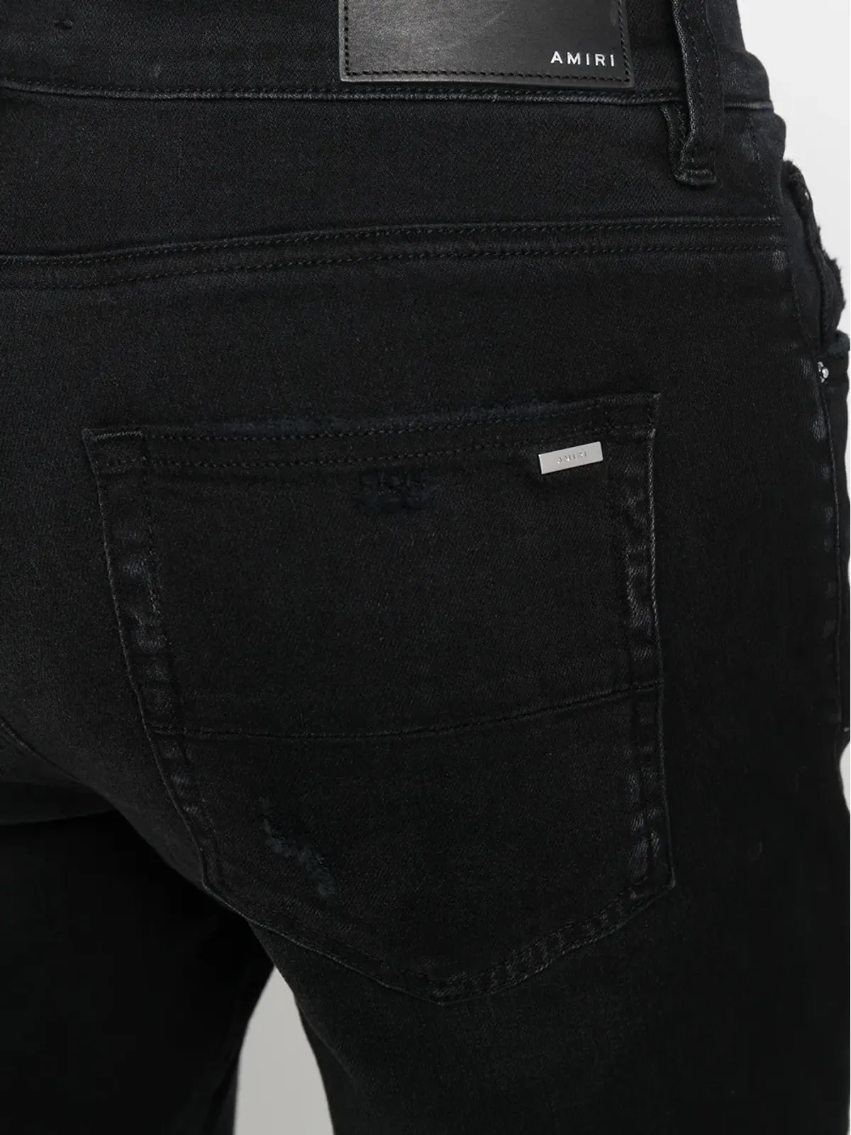 AMIRI ダメージ加工スキニーデニム ブラック - 画像5