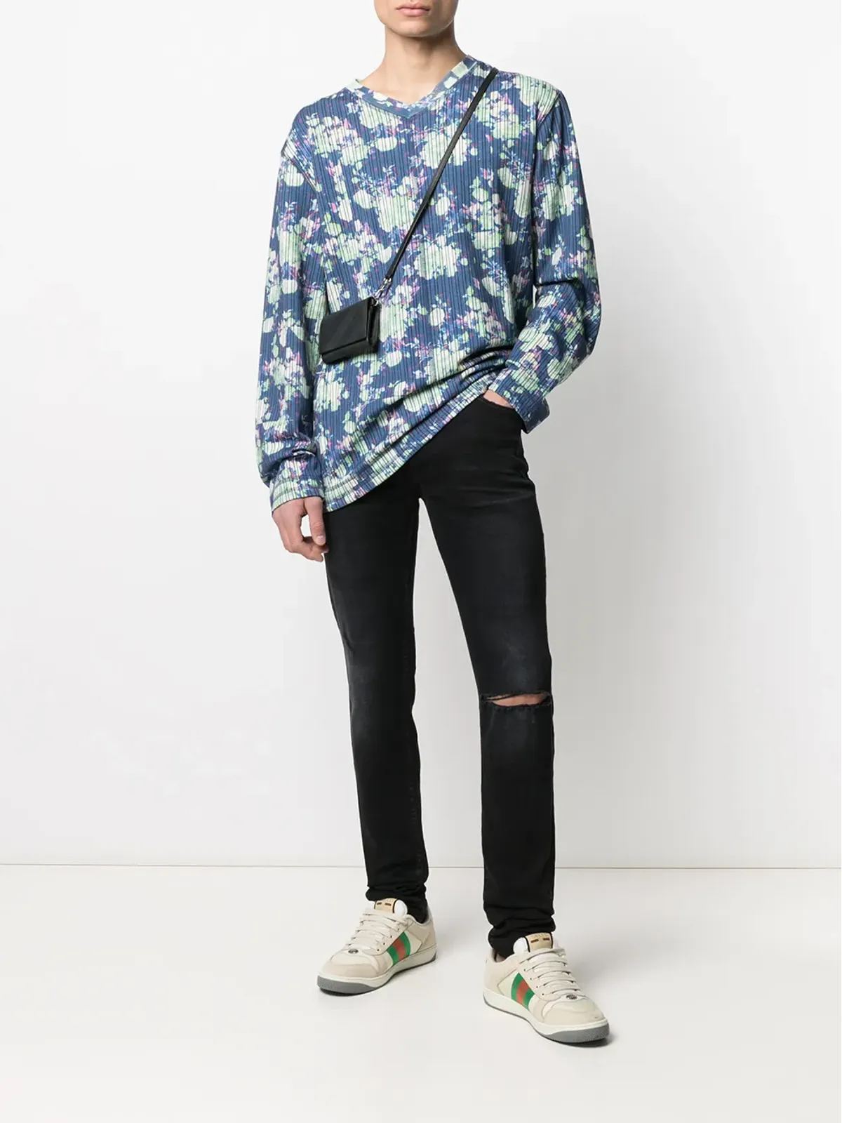 AMIRI ダメージ加工スキニーデニム ブラック - 画像2