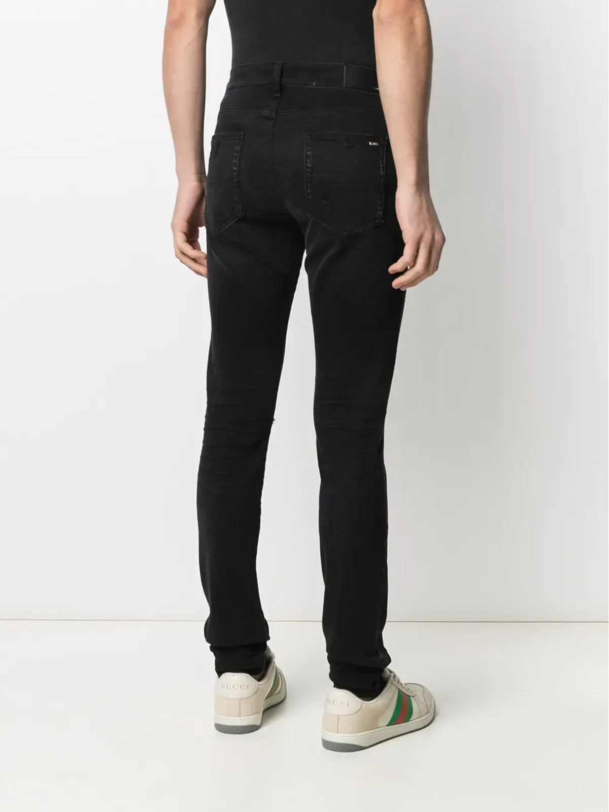 AMIRI ダメージ加工スキニーデニム ブラック - 画像4
