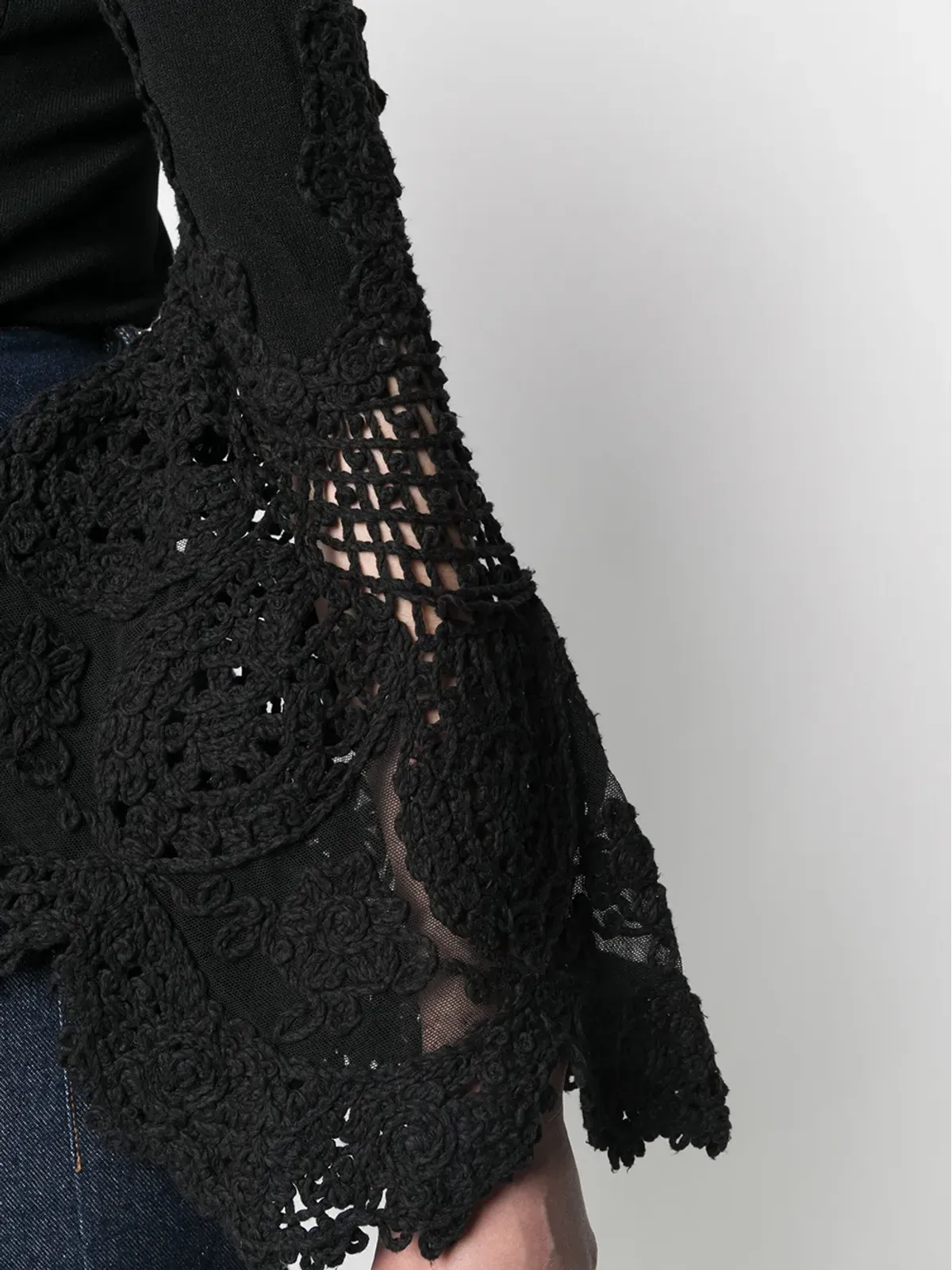 CHANEL Pre-Owned かぎ針編みディテールのジャンパー - ブラック - 画像5
