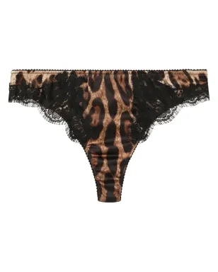 Dolce & Gabbana 豹柄レーストリム Tバック ブラウン - サムネイル1
