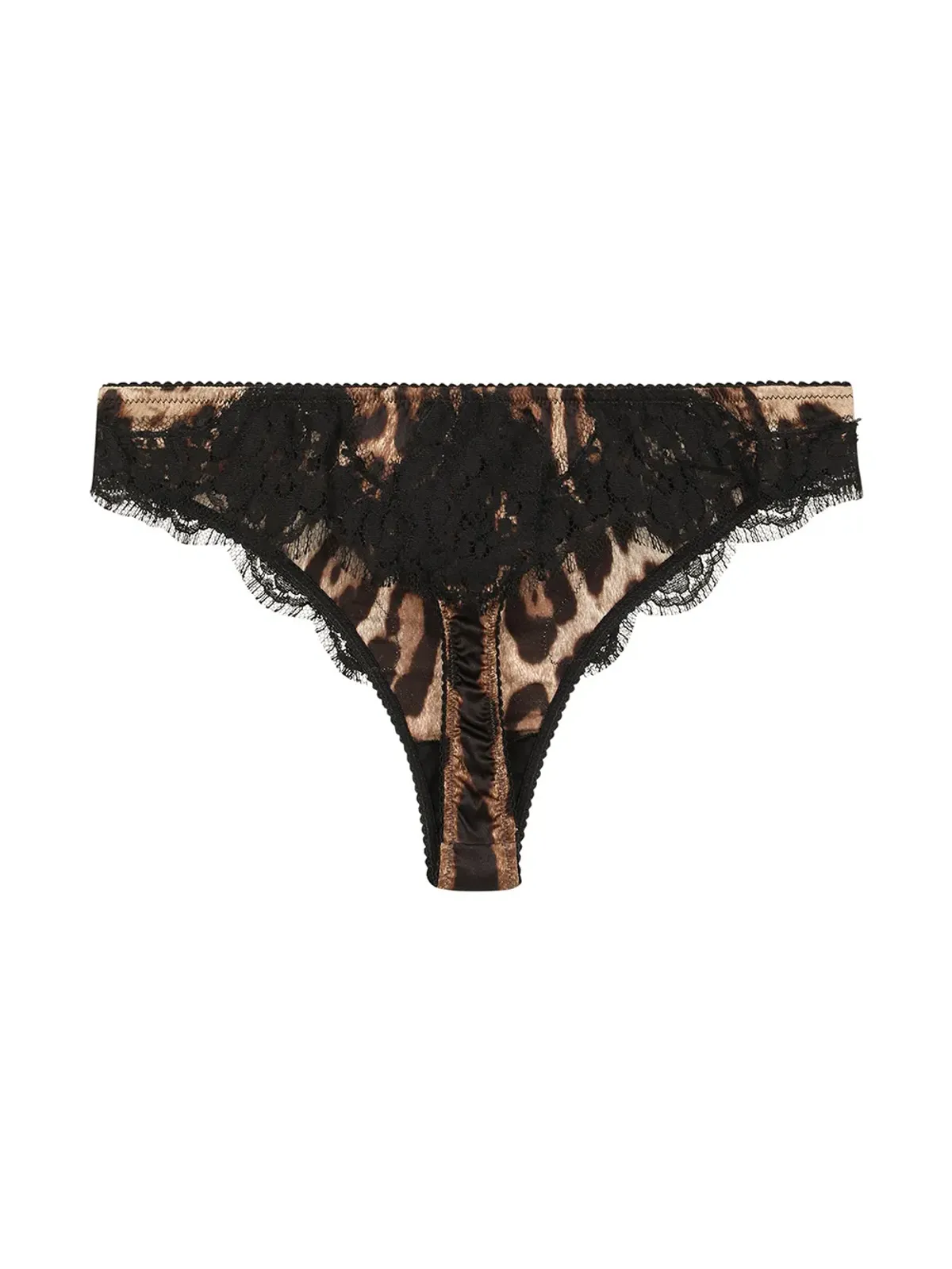 Dolce & Gabbana 豹柄レーストリム Tバック ブラウン - 画像2