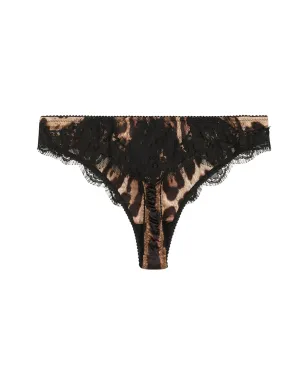 Dolce & Gabbana 豹柄レーストリム Tバック ブラウン - サムネイル2