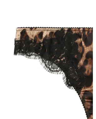 Dolce & Gabbana 豹柄レーストリム Tバック ブラウン - サムネイル3