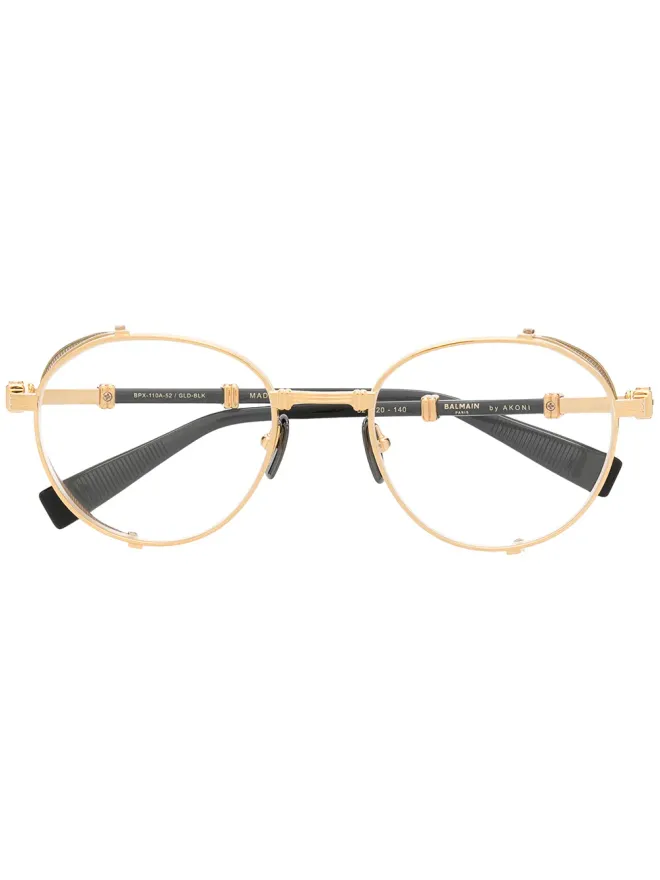 Balmain Eyewear Balmain Eyewear round-frame glasses - Goldの商品画像