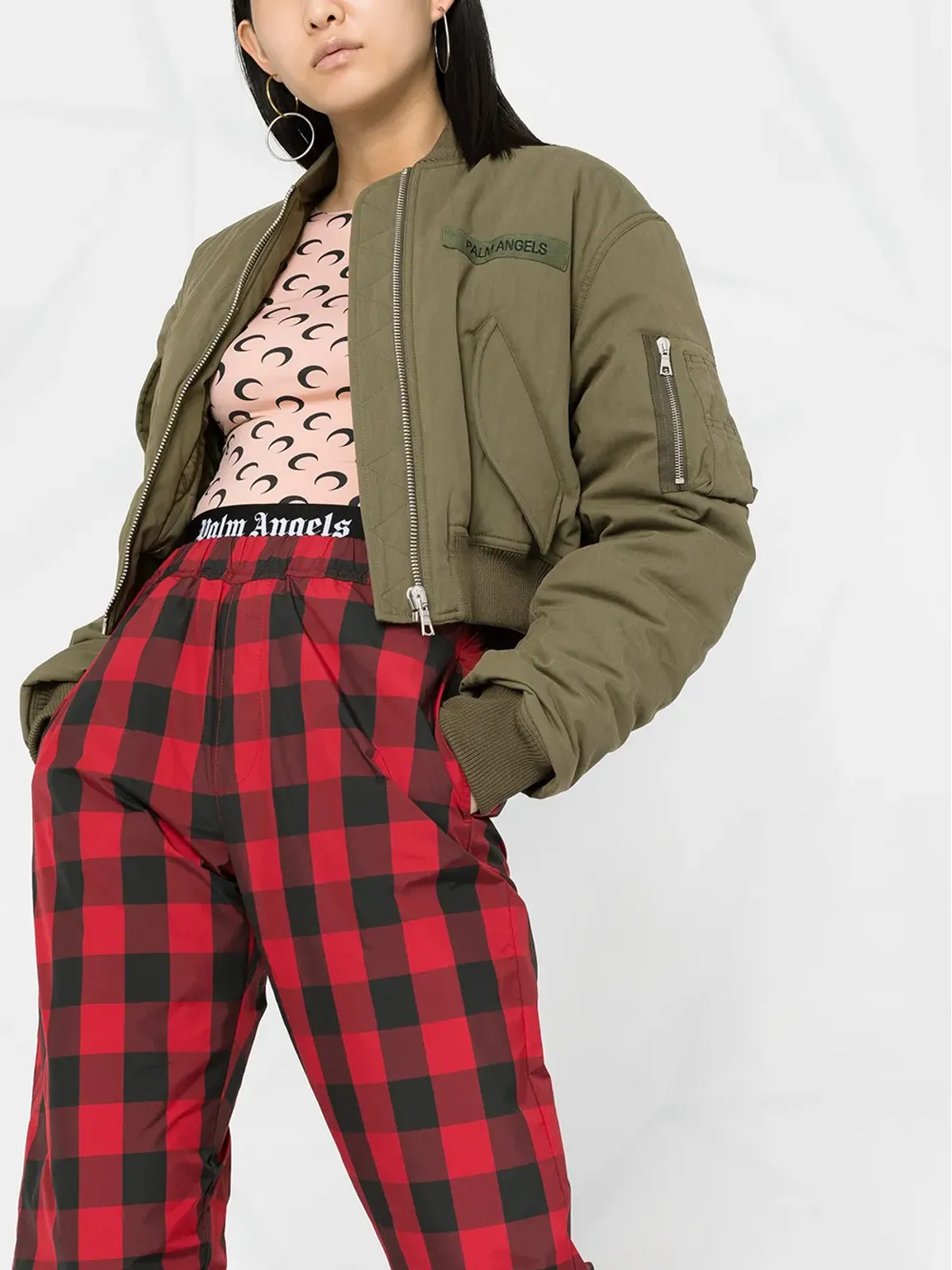 Palm Angels クロップド ロゴパッチ ボンバージャケット - 画像5