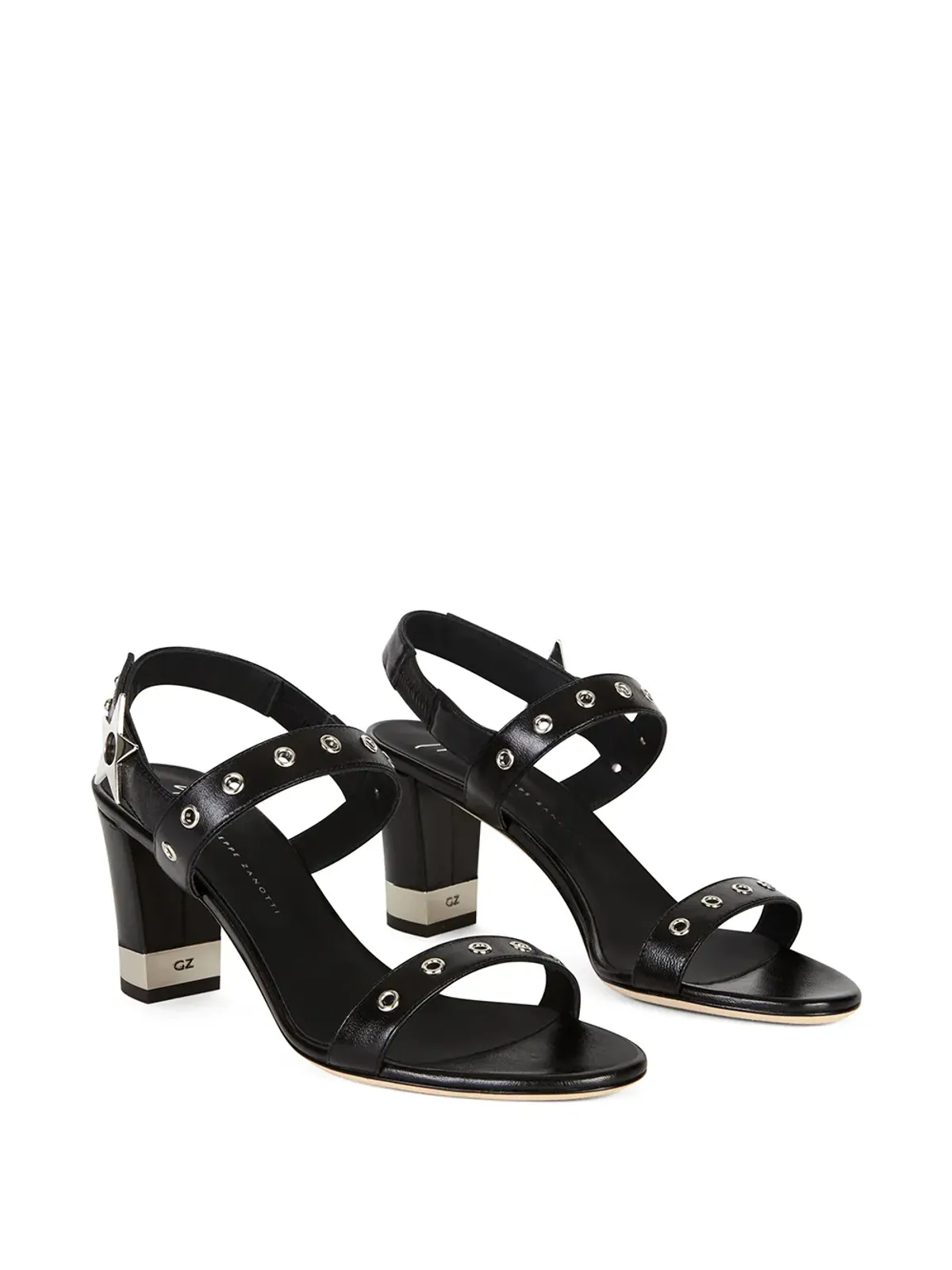 Giuseppe Zanotti アイレットアップリケサンダル - ブラック - 画像2