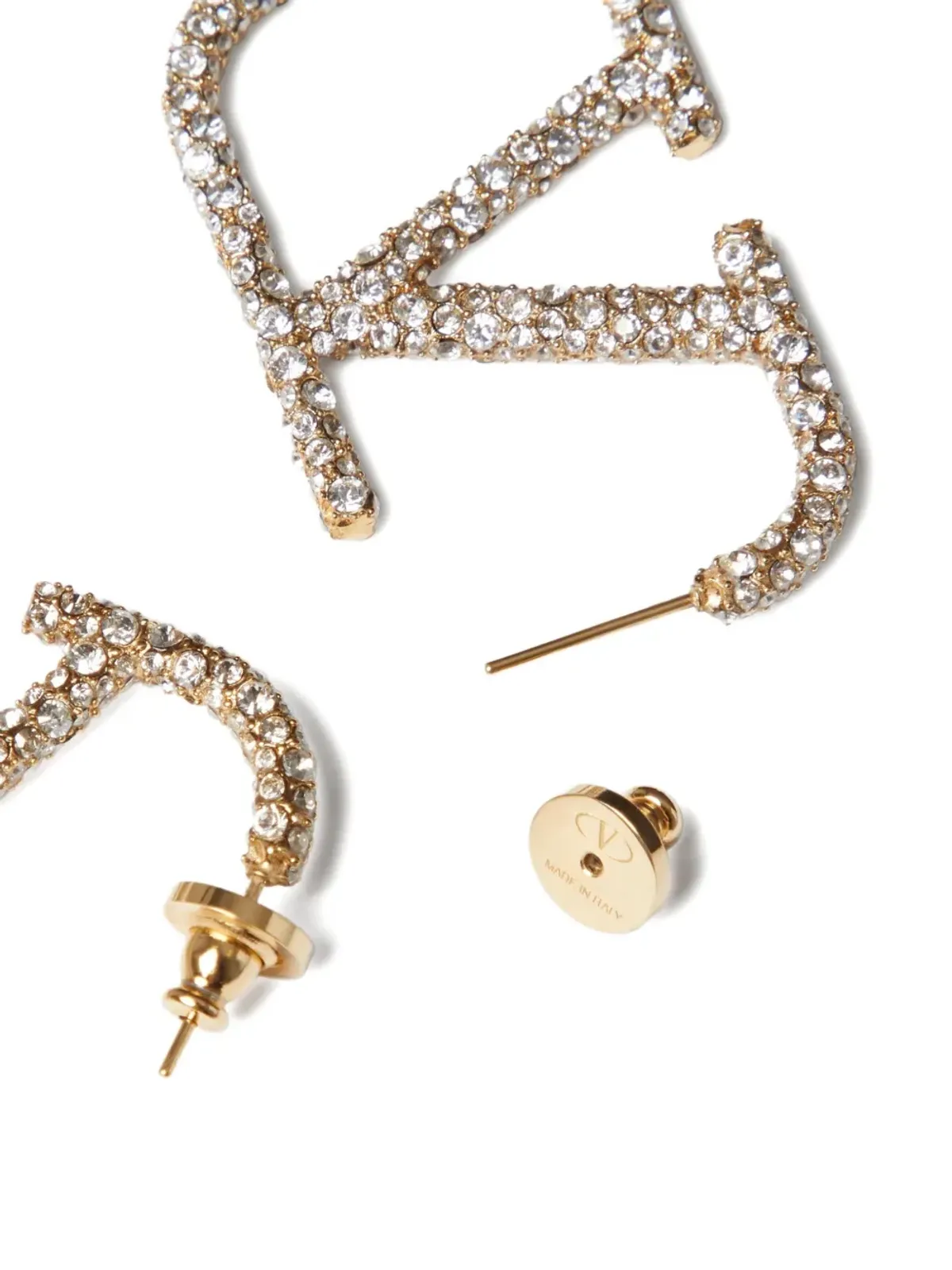 Valentino Garavani VLogo Signature クリスタル装飾ピアス - ゴールド - 画像3