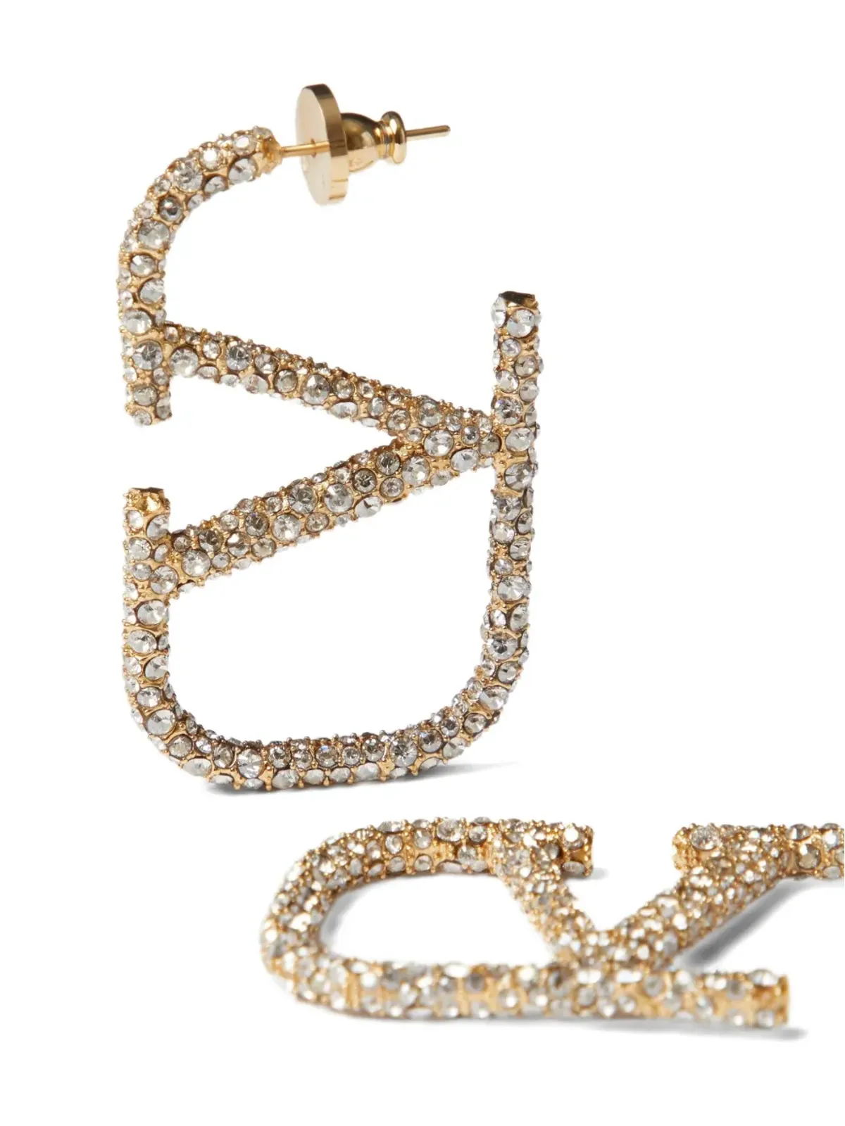 Valentino Garavani VLogo Signature クリスタル装飾ピアス - ゴールド - 画像4