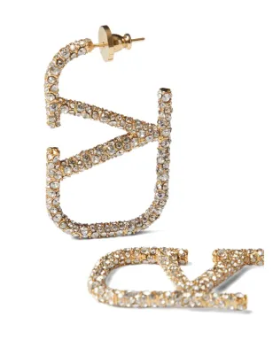 Valentino Garavani VLogo Signature クリスタル装飾ピアス - ゴールド - サムネイル4