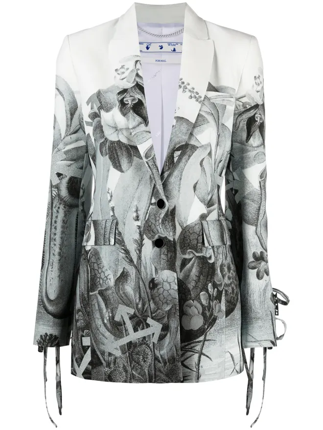 OFF-WHITE Off-White ボタニカル柄のシングルブレストブレザーの商品画像