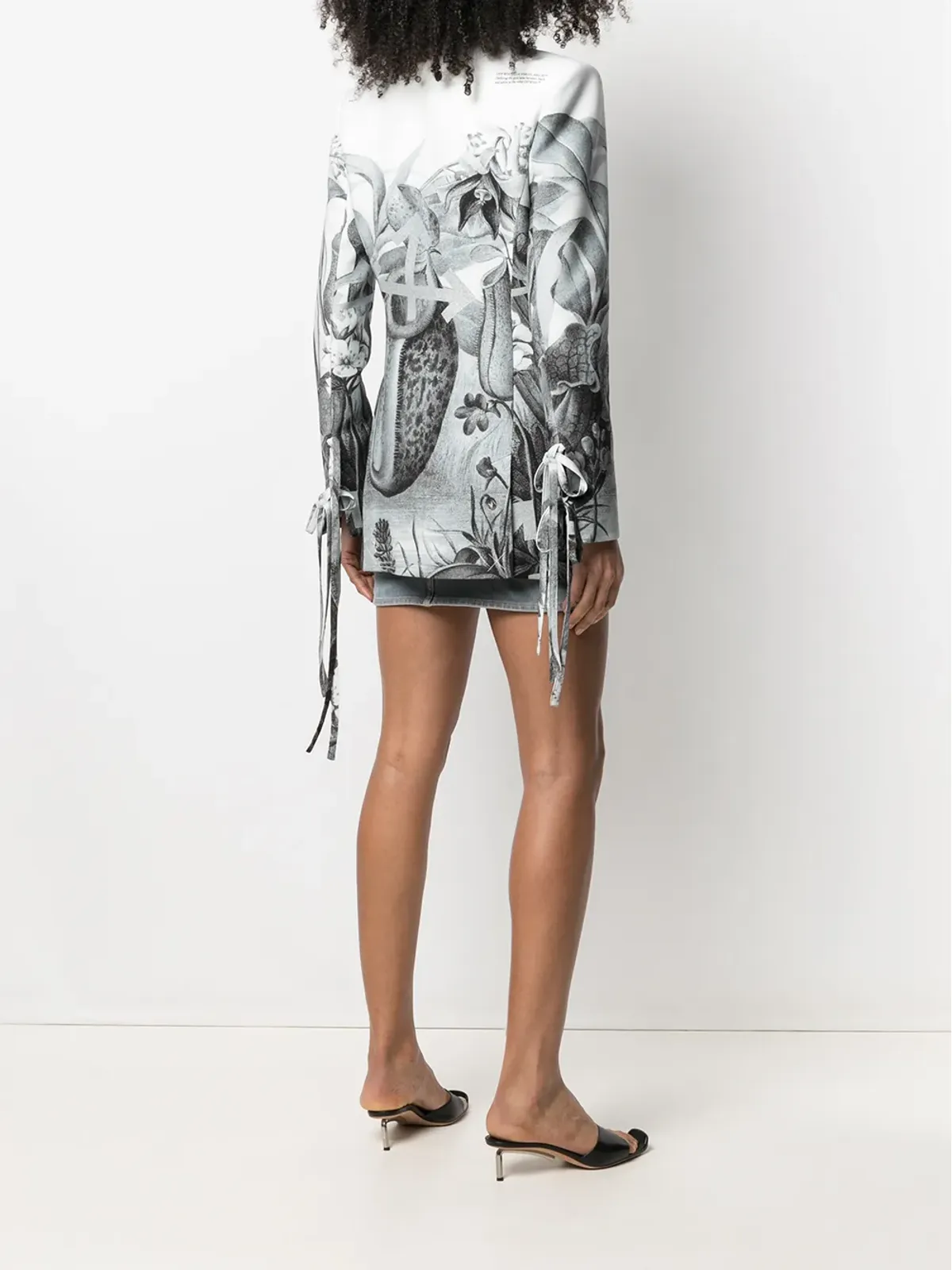 Off-White ボタニカル柄のシングルブレストブレザー - 画像4