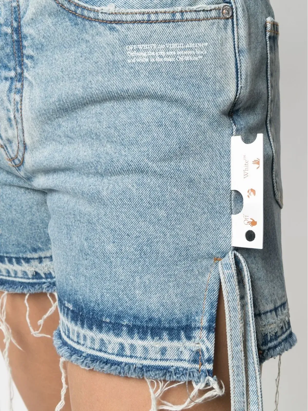 Off-White サイドタイ結びデニムショーツ - ブルー - 画像5