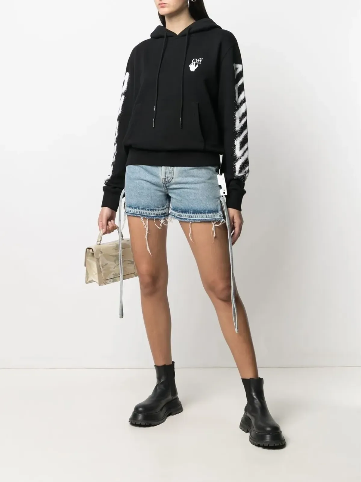 Off-White サイドタイ結びデニムショーツ - ブルー - 画像2