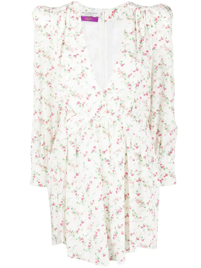 Philosophy Di Lorenzo Serafini Philosophy Di Lorenzo Serafini 花柄プリント フレア シルクドレスの商品画像