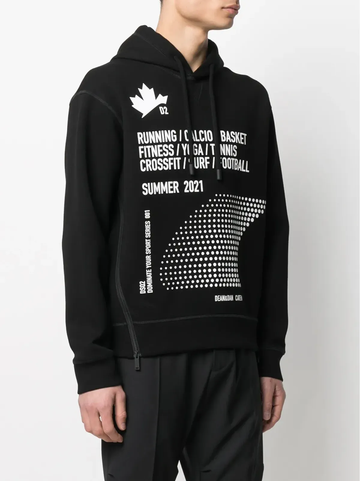 DSQUARED2 ジップド サイド スローガンプリント パーカー - 画像3
