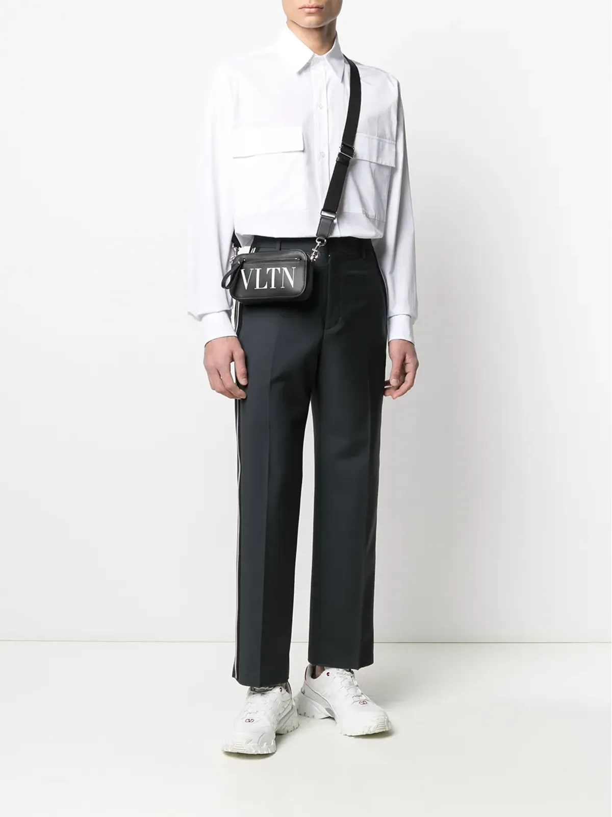 Valentino Garavani サイドストライプ・ワイドレッグ テーラードパンツ - 画像2