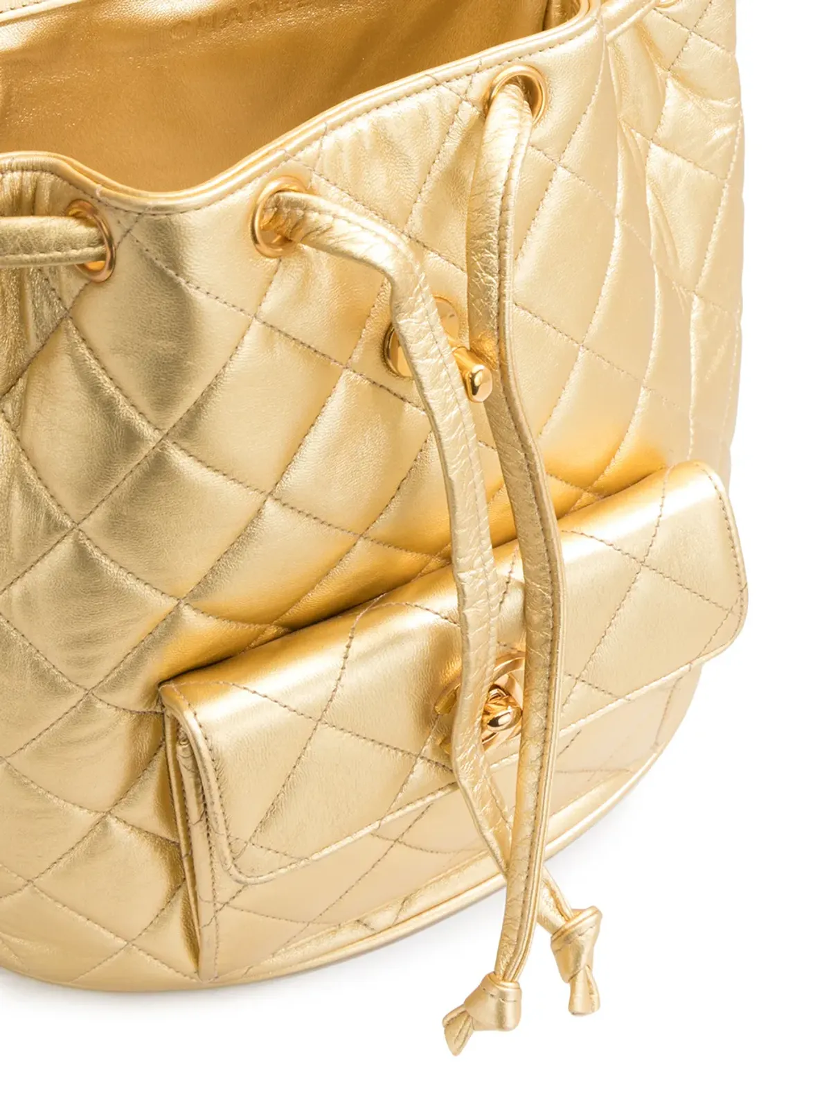 CHANEL Pre-Owned 1992 CC ダイヤモンドキルティング バックパック - ゴールド - 画像5