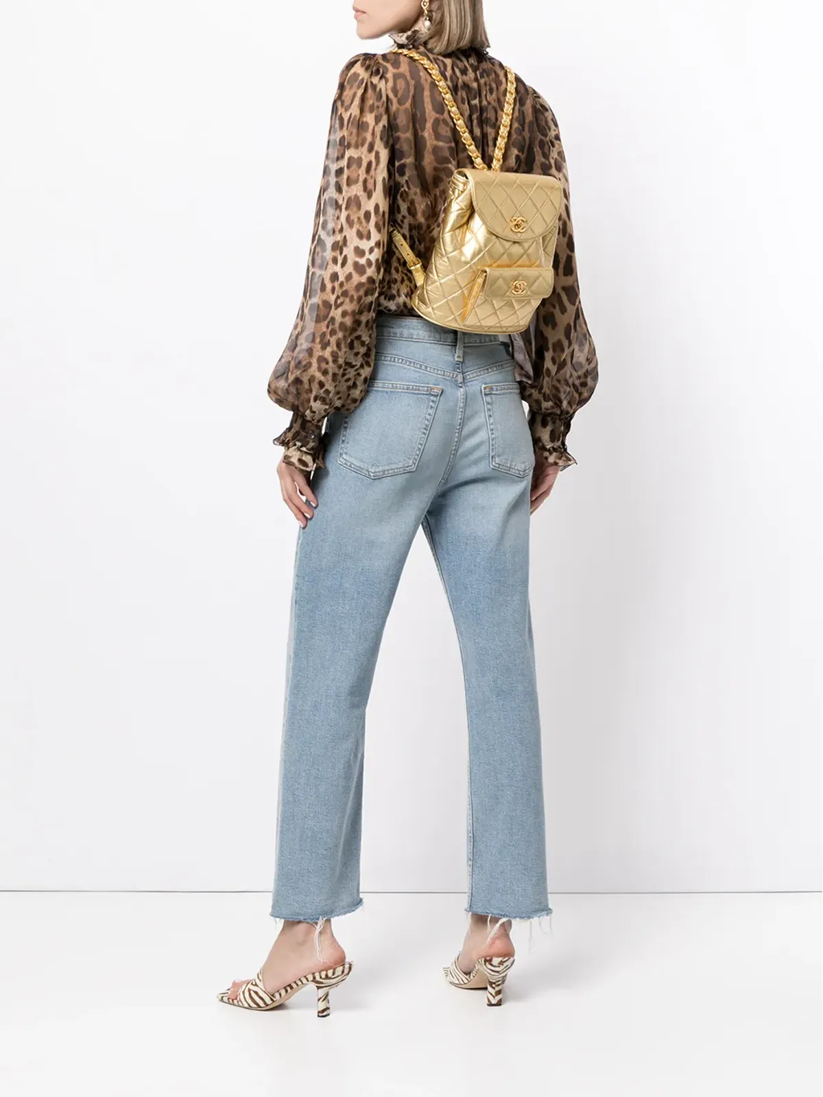 CHANEL Pre-Owned 1992 CC ダイヤモンドキルティング バックパック - ゴールド - 画像2