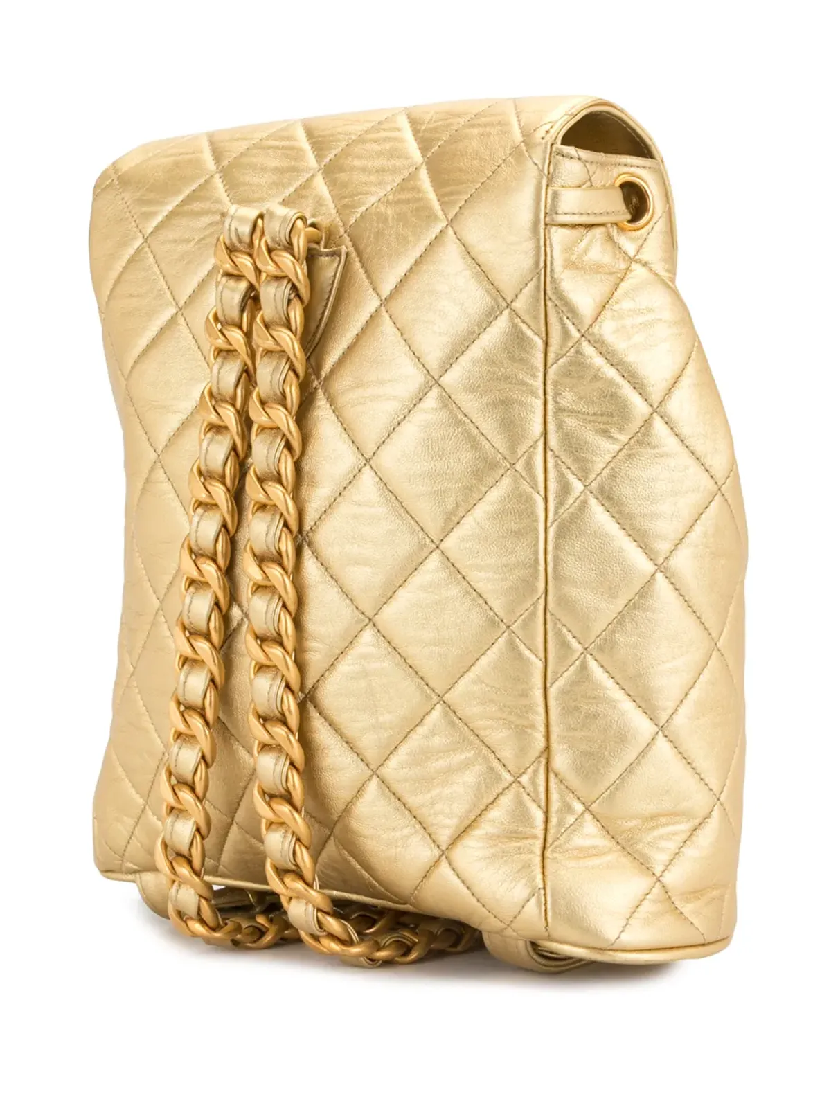CHANEL Pre-Owned 1992 CC ダイヤモンドキルティング バックパック - ゴールド - 画像3